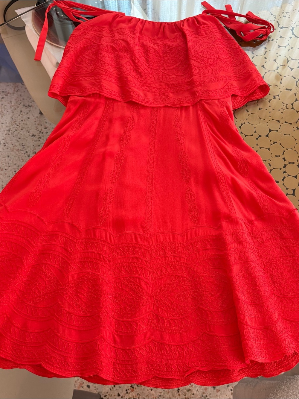 PARKER Red Silk Embroidered Designer Dress! Spaghetti straps.Great condition 4